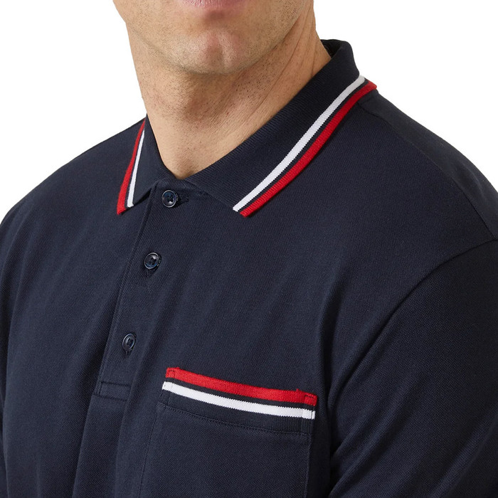 2023 Alan Paine Mens Shoreham Pique Polo Shirt LS1801 - Navy